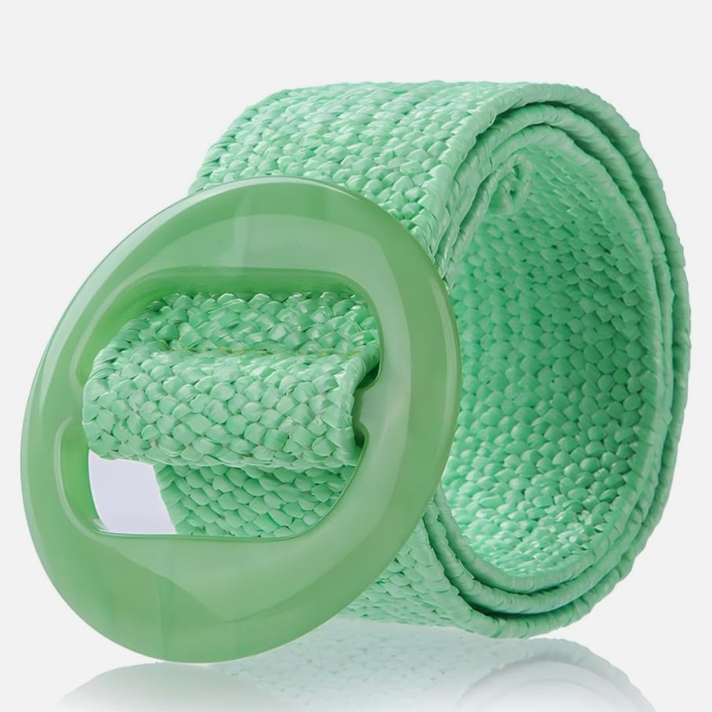 💥 3/$20 Promo - Mint Green Straw Braided Belt with Resin Buckle